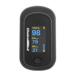 MD300 CN350R Fingertip Pulse Oximeter with Respiration Rate showing numeric display rotated towards caregiver