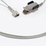 An adult finger clip sensor and connector plug for the HS10A handheld pulse oximeter with a section of coiled cable underneath