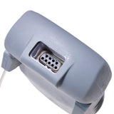 HS10A handheld pulse oximeter with a grey silicon cover showing the sensor connecting socket