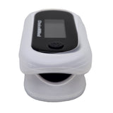MD300 CN350R Fingertip Pulse Oximeter with Respiration Rate and Clear Silicon Cover showing opening for finger