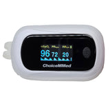 MD300 CN350R Fingertip Pulse Oximeter with Respiration Rate and Clear Silicon Cover showing RR measurement