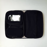 Open Red Zipped Carry Case showing Storage Compartments for the NT1D Monitor Range